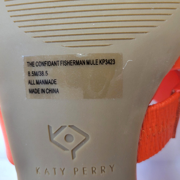 Katy Perry The Confidant Fisherman Shoes Womens Size 8.5M Orange Mule Sandals - Picture 4 of 16